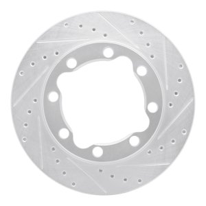 Chevrolet K3500 Brake Rotor (1) - Front Right - R1 Concepts - Drilled & Slotted - Silver - `92-`00